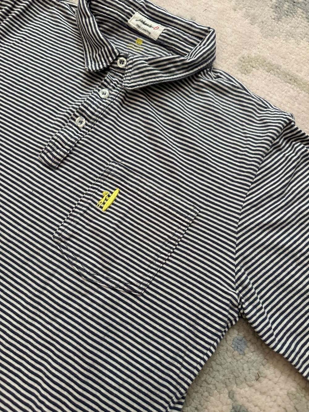 Johnnie-O West Coast Prep Blue & White Striped Polo Shirt Pocket Mens Size M